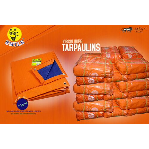 Orange HDPE Tarpaulin - 30x18 Square Feet | Waterproof, Lightweight, UV Resistant, Woven, Durable, Biodegradable, Ideal for Tents and Covers