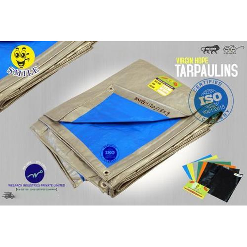 Eyelet HDPE Waterproof Tarpaulin Sheet - 3 Layer, 30x18 Square Feet, Silver Blue, Woven Technique | Commercial Application, PE Laminated, 150 GSM