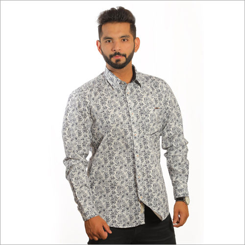 Washable Mens Cotton Satin Printed Casual Shirts