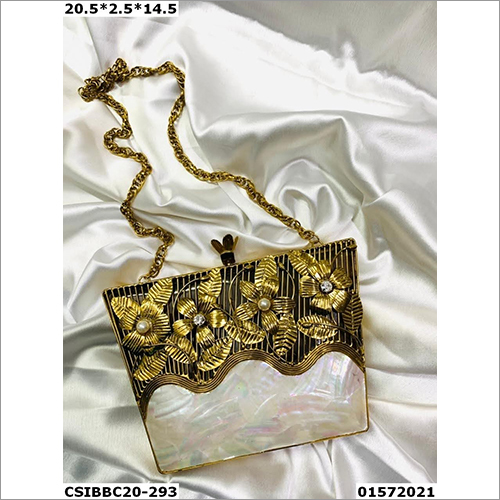 Multicolor Designer Brass Mother Of Pearl Clutches