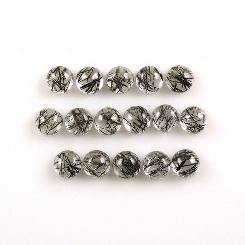 9mm Black Rutilated Quartz Round Cabochon Loose Gemstones