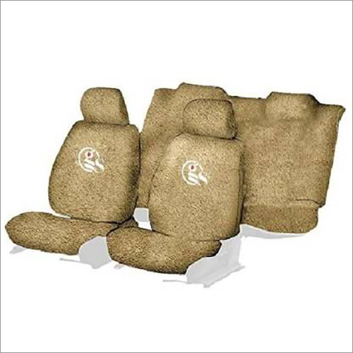 Beige Cotton Car Seat Cover - Cotton Material, 4 Wheeler Car Compatibility | Stylish Protection for Your Vehicle's Interior