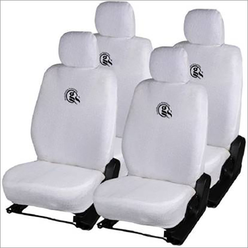 White Cotton Car Seat Cover - Cotton Material, 4 Wheeler Vehicle Type | Elegant White Design for Ultimate Style and Comfort