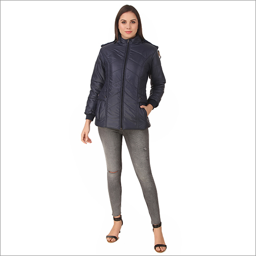 Ladies Navy Blue Jackets - Cotton, All Season, Navy Blue | Cool Dry, Washable, Waterproof, Double Pockets, Short Sleeves, Normal Warm Degree