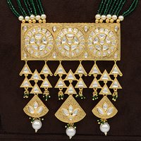Kundan Pendent Mala Set with Pearl hangingsKundan Pendent Mala Set With Pearl Hangings