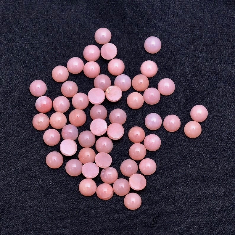 3mm Pink Opal Round Cabochon Loose Gemstones