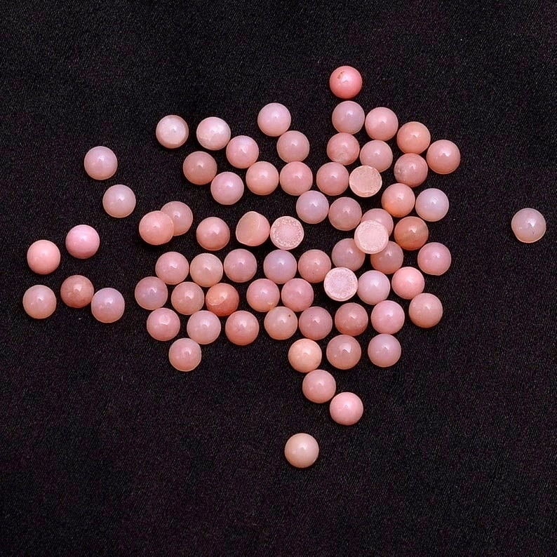 4mm Pink Opal Round Cabochon Loose Gemstones