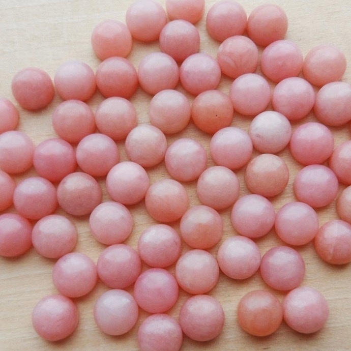5mm Pink Opal Round Cabochon Loose Gemstones