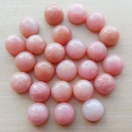 7mm Pink Opal Round Cabochon Loose Gemstones