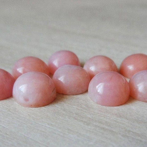 7mm Pink Opal Round Cabochon Loose Gemstones