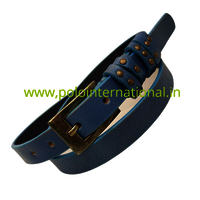 Fashion women Leather Trims Belt in blue color.
