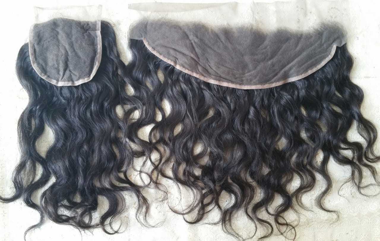 Natural Black Wavy Hair Frontal and Closure