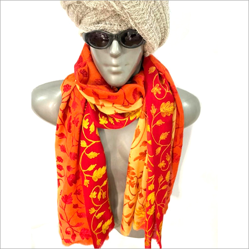 Ladies Embroidered Ombre Dyed Woolen Scarf