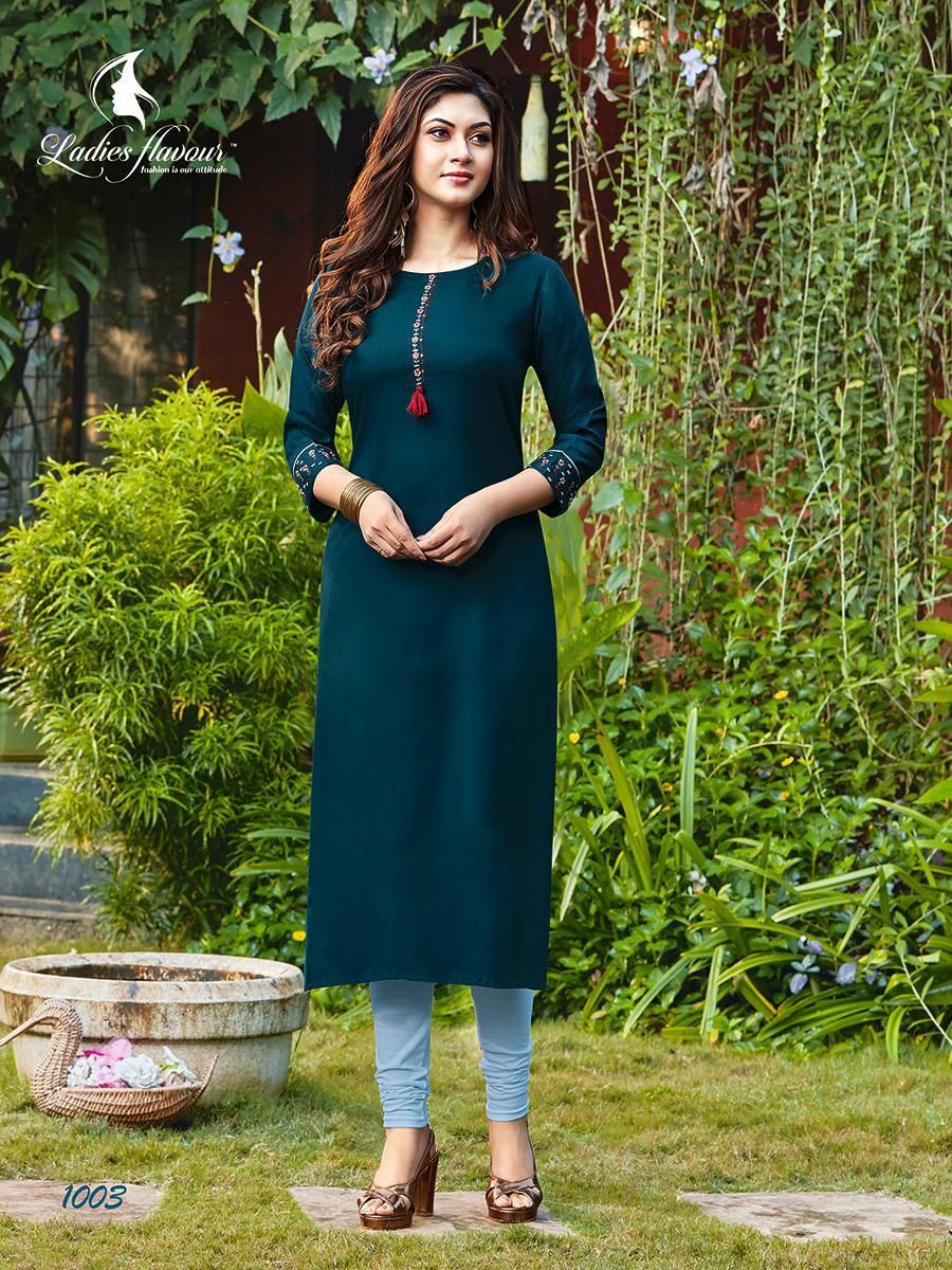 Ladies Flavour Serena Vol 3 Rayon With Embroidery Work Kurti Catalog