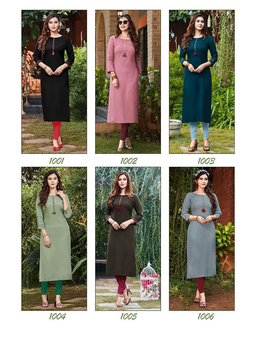 Ladies Flavour Serena Vol 3 Rayon With Embroidery Work Kurti Catalog