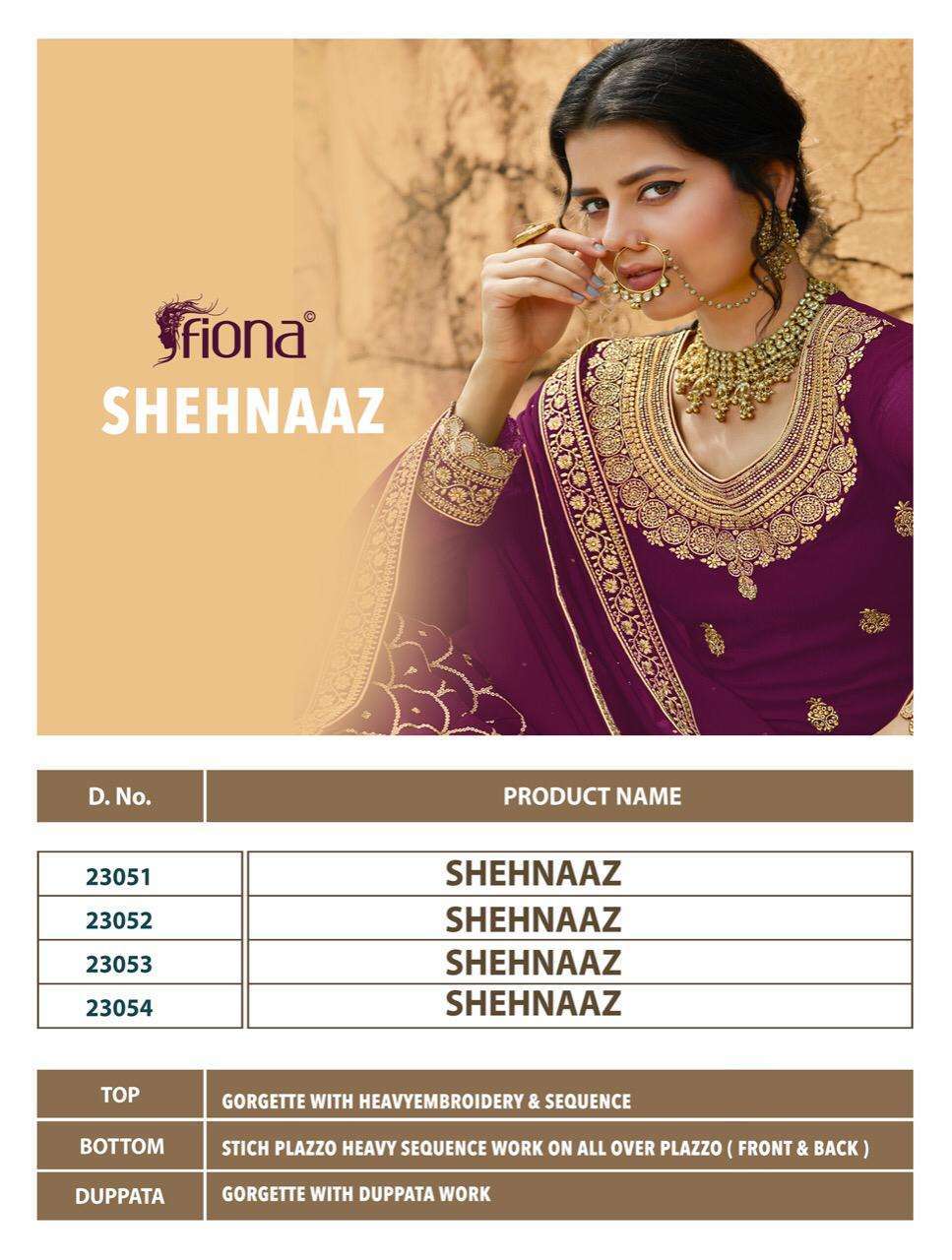 Fiona Shehnaaz Georgette With Embroidery Work Designer Suit Catalog