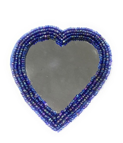 Violet Glass & Glass Beads Heart Mirror