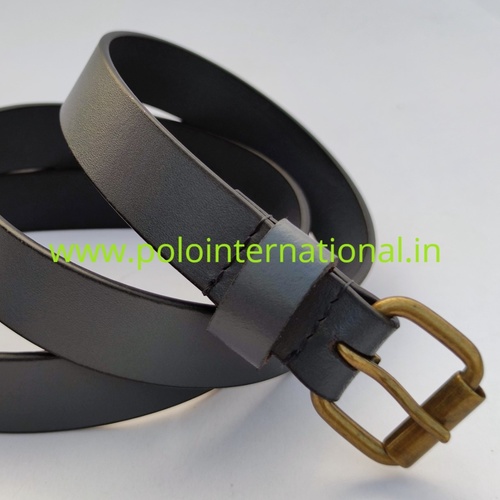 Full grain Grey leather belt for women