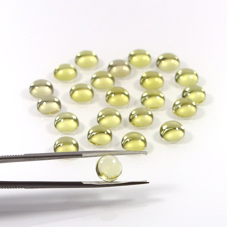 4mm Lemon Quartz Round Cabochon Loose Gemstones