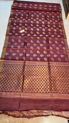 Party Wear Pure Tussar Silk Hand Made Worli Figure Woven Leafs Boota , Beautifill Pallu