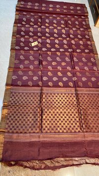 Pure Tussar Silk Hand Made Worli Figure Woven Leafs Boota , Beautifill Pallu