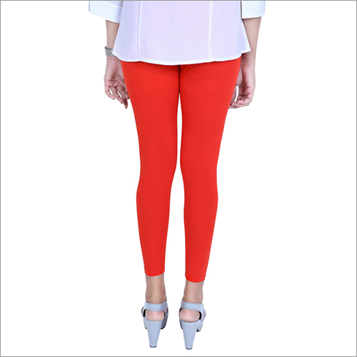 Ladies High Quality Cotton Legging - Cotton, Custom Sizes from XXS to XXXL, Red Color | Casual Ethnic Indian Design with Cloth Decoration and Our Logo