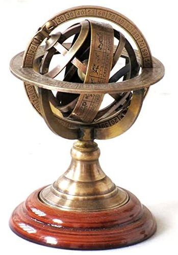 Metal Nautical Collectible Home Decor Table Top 5" Zodiac Sphere Globe Solid Brass Armillary Sphere