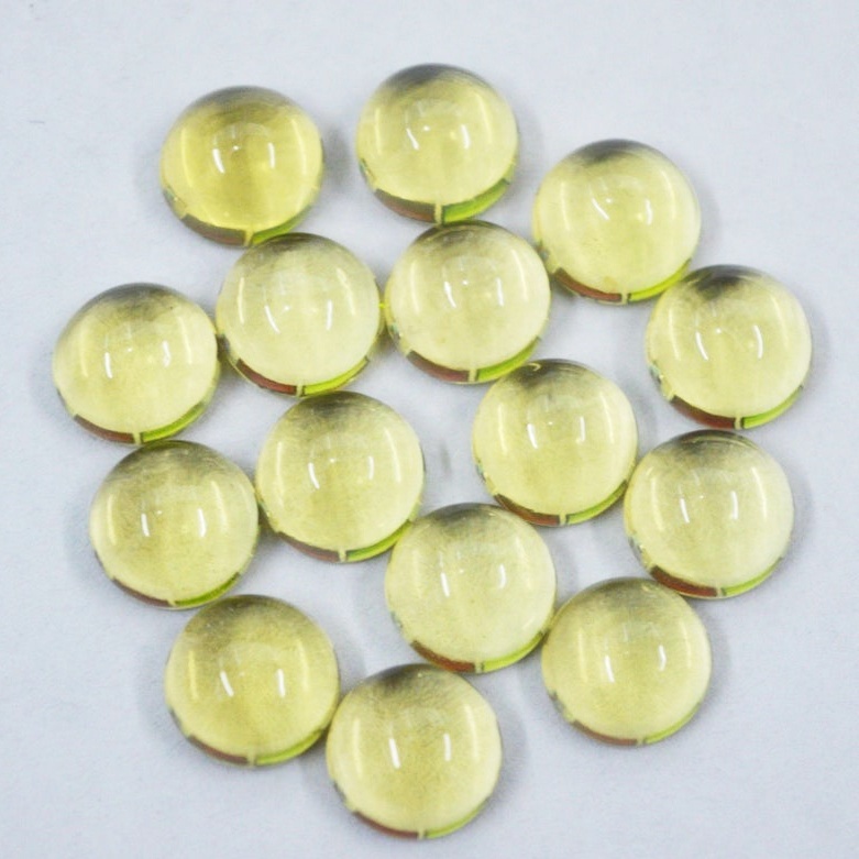 9mm Lemon Quartz Round Cabochon Loose Gemstones