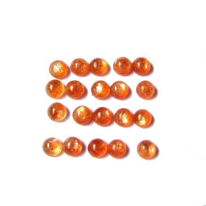 4mm Sunstone Round Cabochon Loose Gemstones