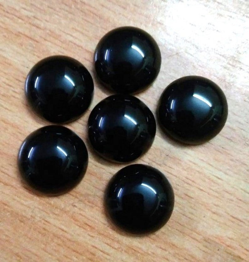 7mm Black Spinel Round Cabochon Loose Gemstones