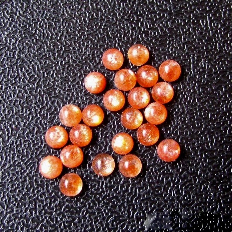 6mm Sunstone Round Cabochon Loose Gemstones