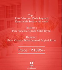 Glossy Arabella Viscose Dola Jacquard With Work Designer Suit Catalog