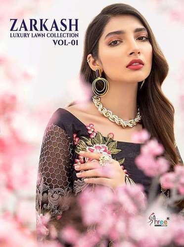 Shree Fabs Zarkash Luxury Lawn Vol 1 Cotton Pakistani dress Material Catalog
