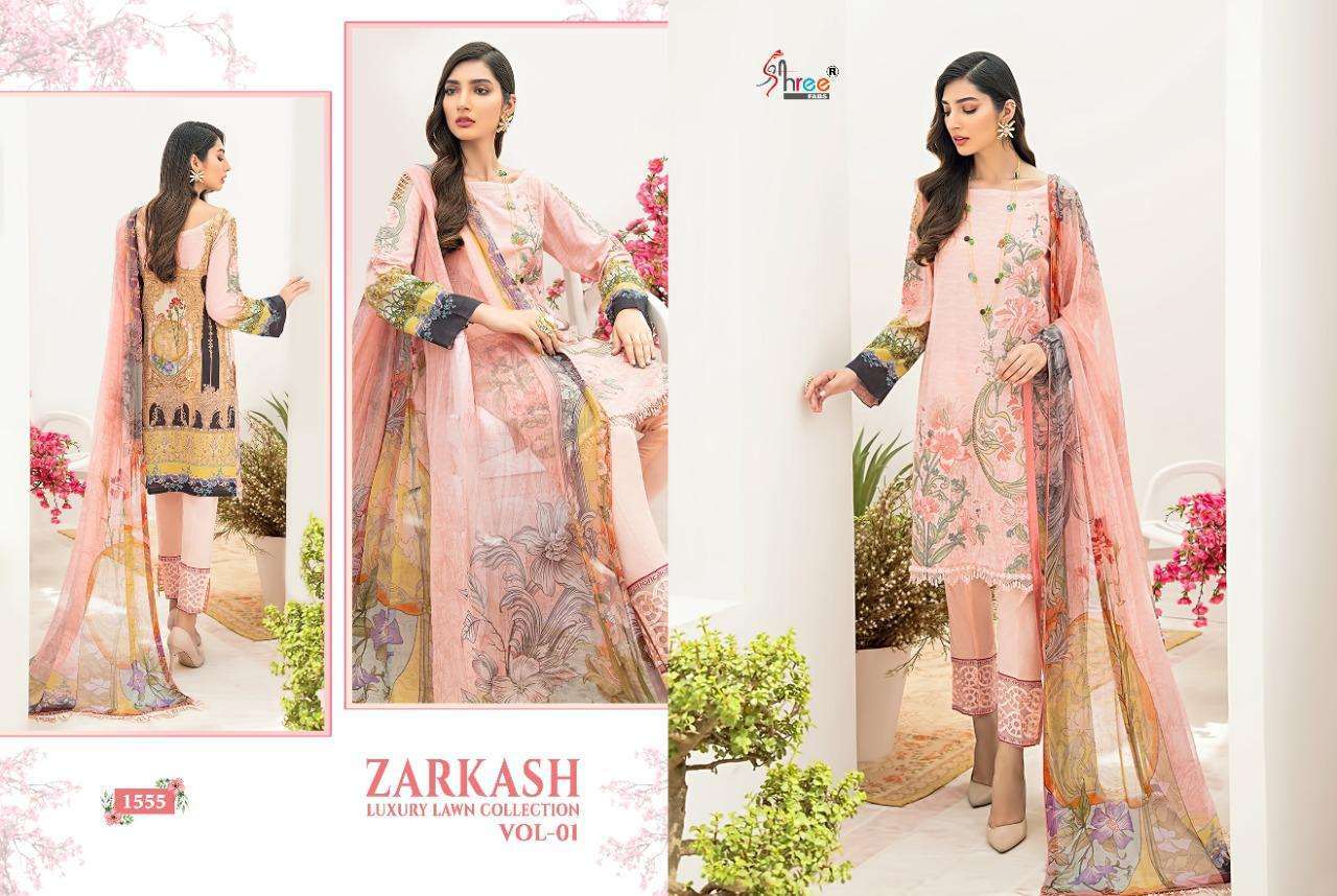 Shree Fabs Zarkash Luxury Lawn Vol 1 Cotton Pakistani dress Material Catalog