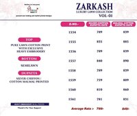 Shree Fabs Zarkash Luxury Lawn Vol 1 Cotton Pakistani dress Material Catalog