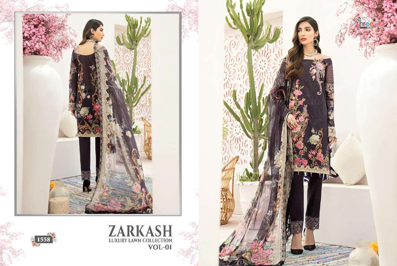 Shree Fabs Zarkash Luxury Lawn Vol 1 Cotton Pakistani dress Material Catalog