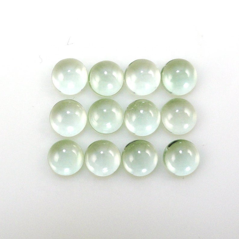 5mm Green Amethyst Round Cabochon Loose Gemstones