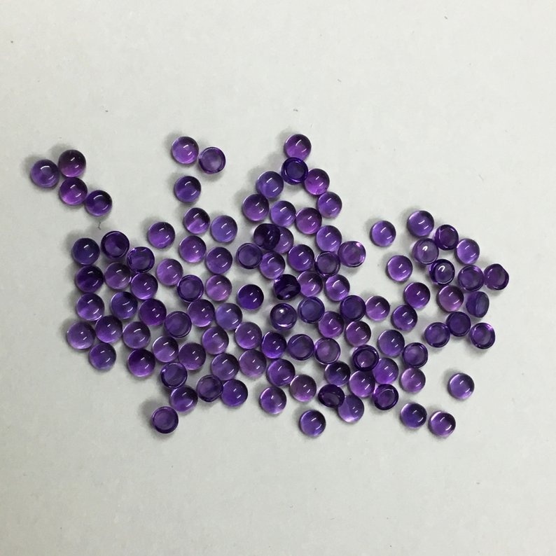 2mm African Amethyst Round Cabochon Loose Gemstones