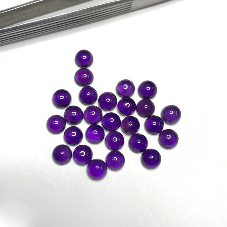 4mm African Amethyst Round Cabochon Loose Gemstones