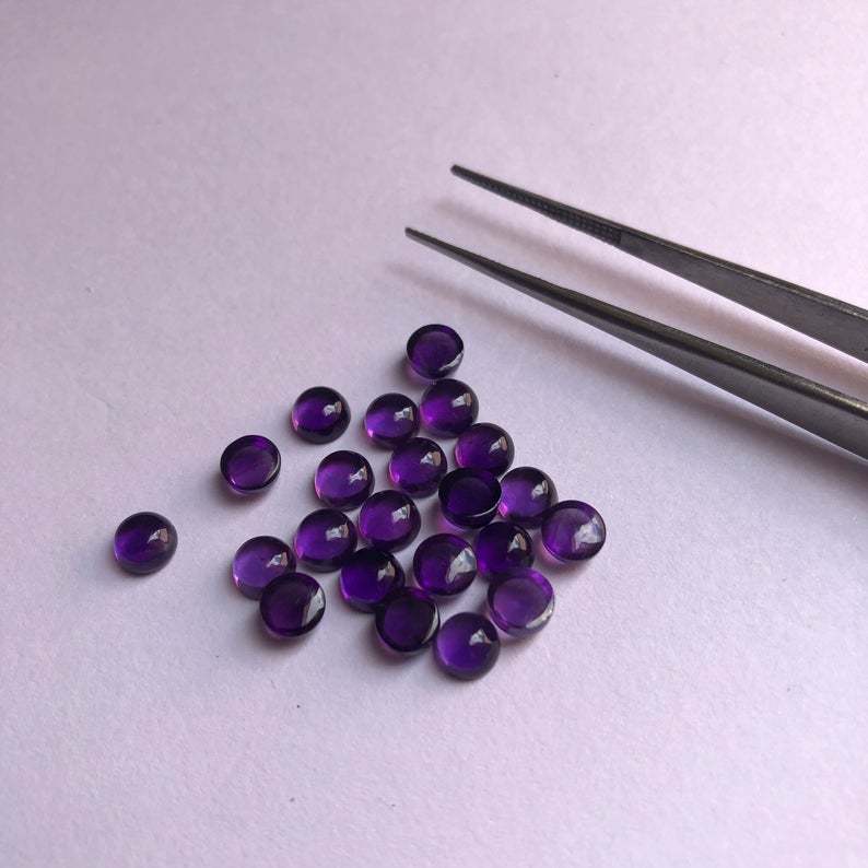 5mm African Amethyst Round Cabochon Loose Gemstones