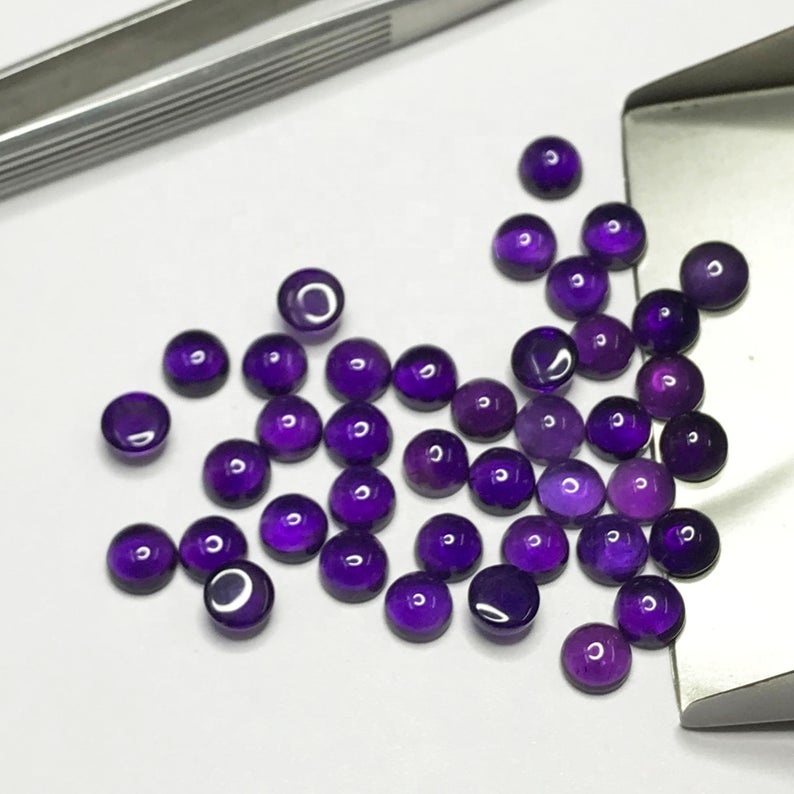 5mm African Amethyst Round Cabochon Loose Gemstones