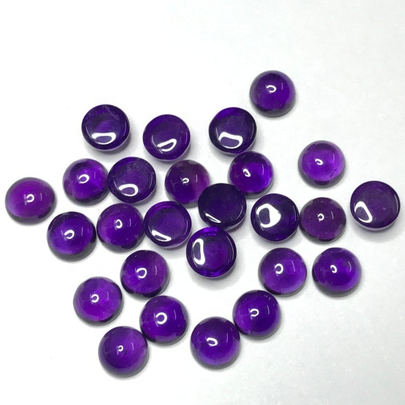 6mm African Amethyst Round Cabochon Loose Gemstones