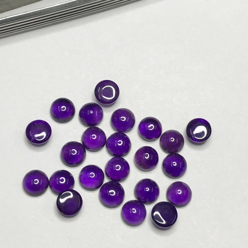 7mm African Amethyst Round Cabochon Loose Gemstones