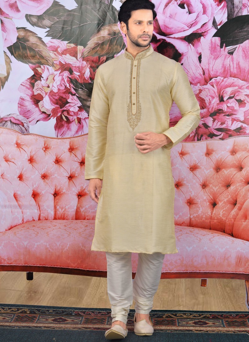 Designer Embroidery Work Festive Wear Kurta With Pajama Mens Wear Catalog Collection