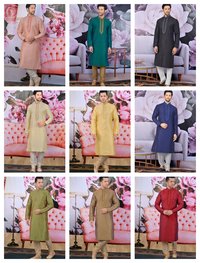 Designer Embroidery Work Festive Wear Kurta With Pajama Mens Wear Catalog Collection