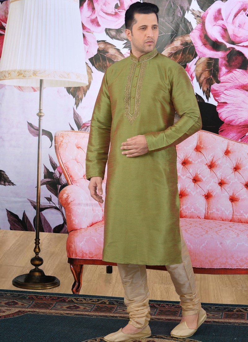 Designer Embroidery Work Festive Wear Kurta With Pajama Mens Wear Catalog Collection