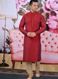 Designer Embroidery Work Festive Wear Kurta With Pajama Mens Wear Catalog Collection