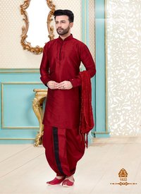 Baanarasi Silk Designer Mens Kurta With Dhoti Style Mens Wear Catalog Collection
