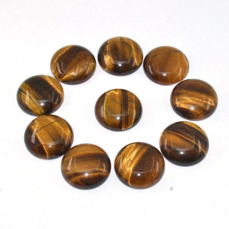 9mm Tiger Eye Round Cabochon Loose Gemstones