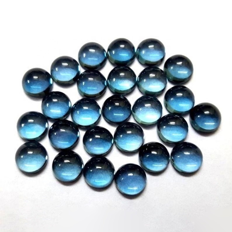 6mm London Blue Topaz Round Cabochon Loose Gemstones
